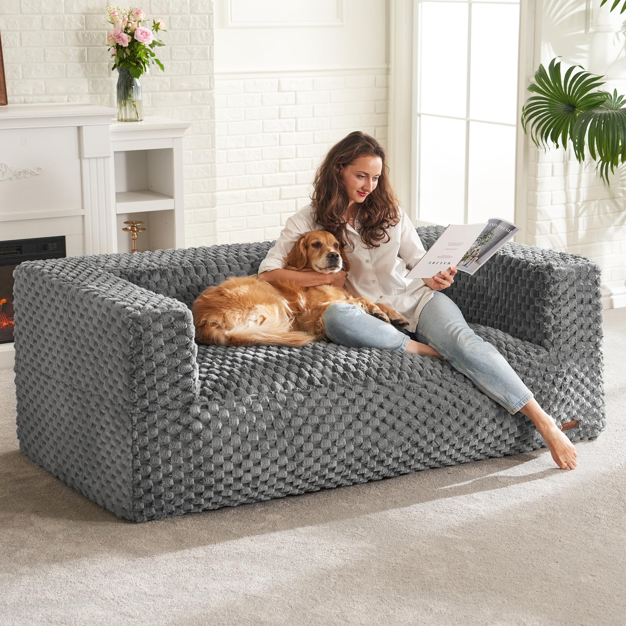 Living Room Furniture Hobestluk Oversized Bean Bag Chair Memory