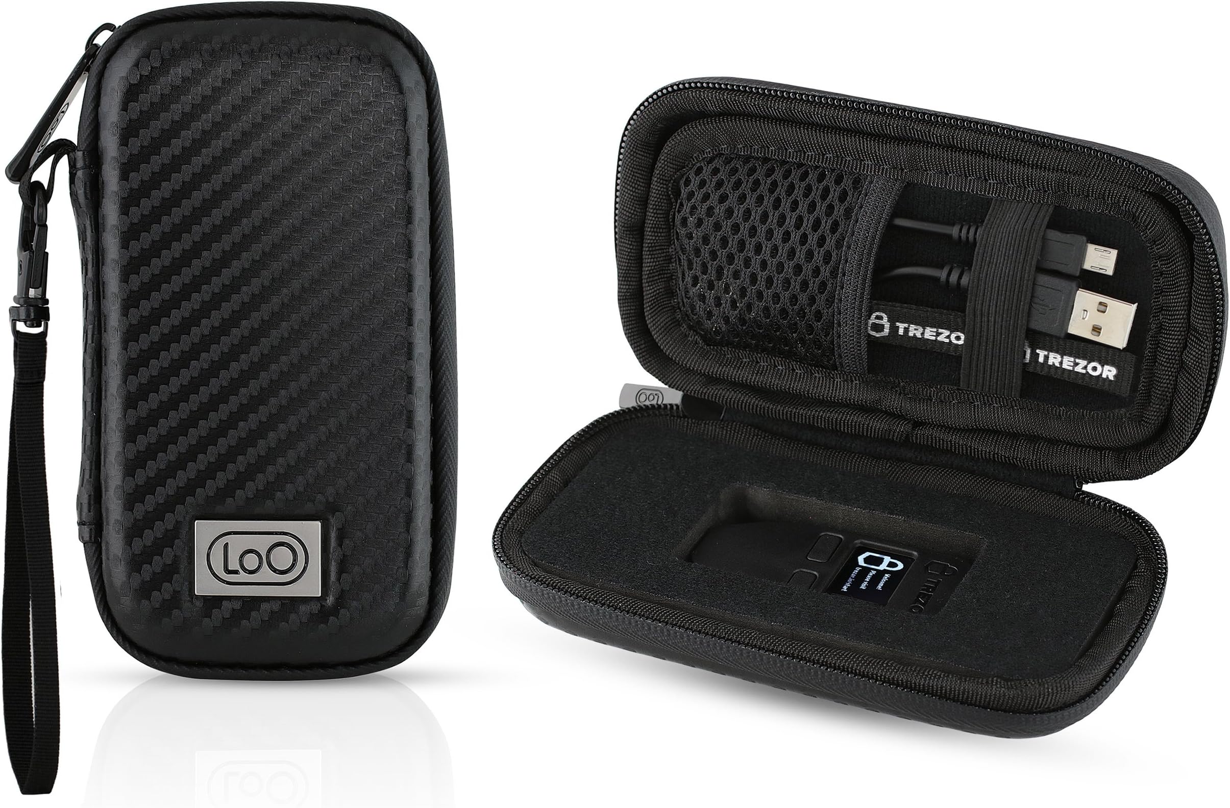 Bitcoin Wallet, Litecoin Wallet, and Crypto Wallet CASE for Trezor: Hardware Wallet CASE for Cryptocurrency and Travel Accessories – Protective Bitcoin Storage Hard Wallet CASE (Carbon Fiber)