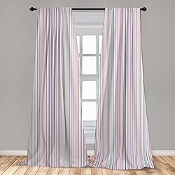 Lunarable Striped Window Curtains, Pastel Colored