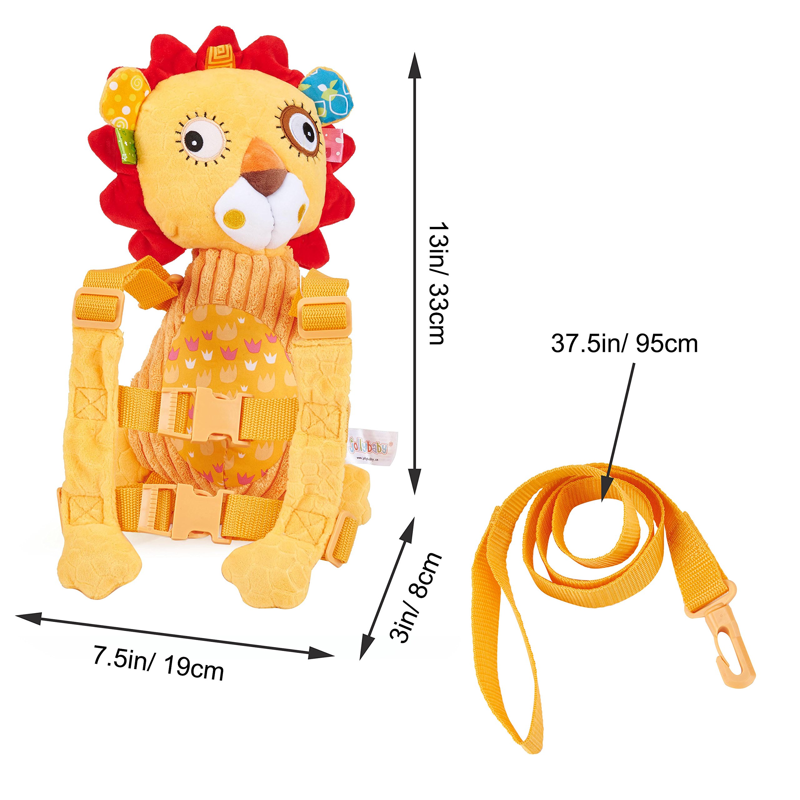 Kids Soft Plush 2 in 1 Harness Safety Toddler Backpack with Leash for Walking Cute Baby Small Stuffed Animal Doll Toy Yellow Lion