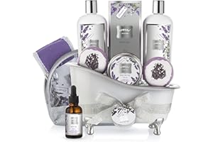 LOVERY Christmas Gift Baskets for Women Bath Gift Set for Women, Bath and Body Spa Set Lavender and Jasmine with Large Bath Bombs, Salts, Shower Gel, Body Butter Lotion, Bath Oil, Bubble Bath, Loofah & More