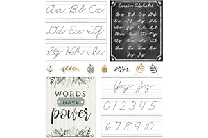 CARSON DELLOSA EDUCATION Carson Dellosa 39-Piece Farmhouse Cursive Alphabet and Number Line Bulletin Board Set, Cursive Alphabet Wall Strip and Number Line, Cursive Classroom Poster, and Modern Farmhouse Classroom Cutouts