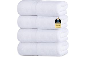 ZUPERIA Premium Bath Towels 100% Cotton - 27 x 54 Inches (Pack of 4, White) - Towels for Bathroom - Super Absorbent, Perfect Bathroom Towel for Daily Use