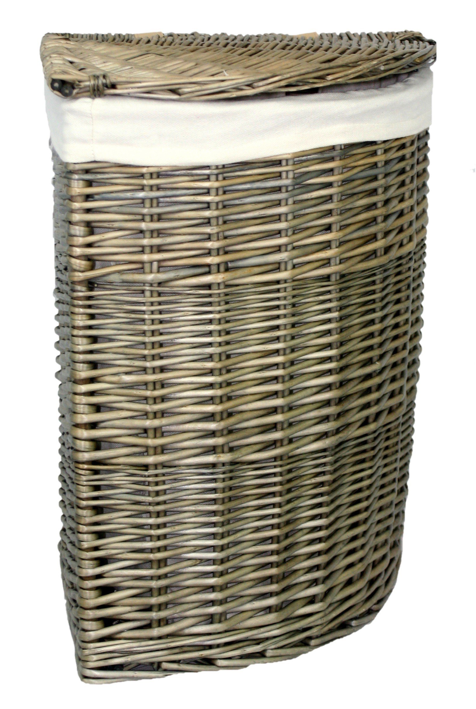 Red Hamper Antique Wash Corner Laundry Basket, Willow, Wicker, 50 x 33 x 50 cm