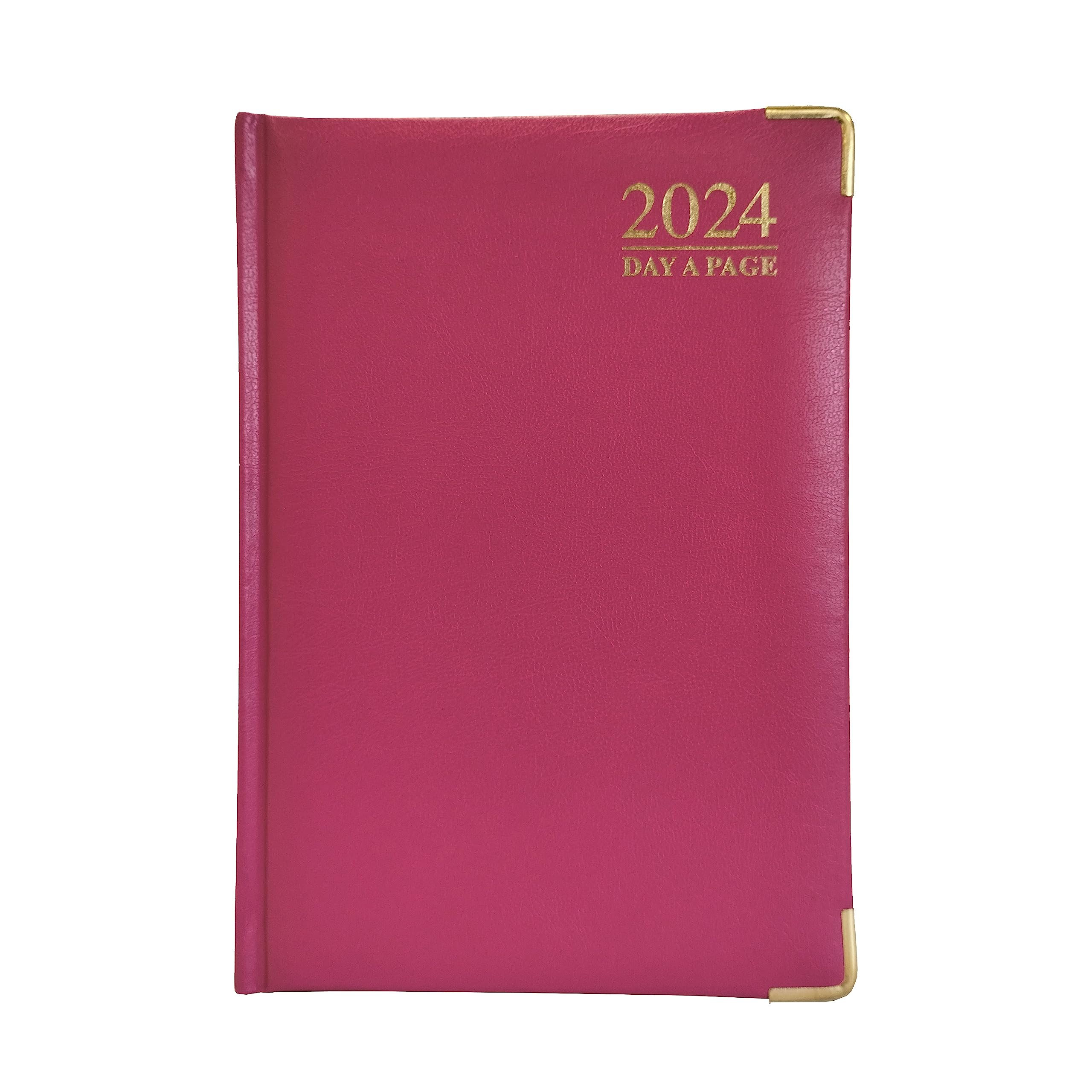 G4GADGET Luxury 2024 A5 Pink Day A Page Diary Padded Front & Hardback Cover Gilt Edges — image 1