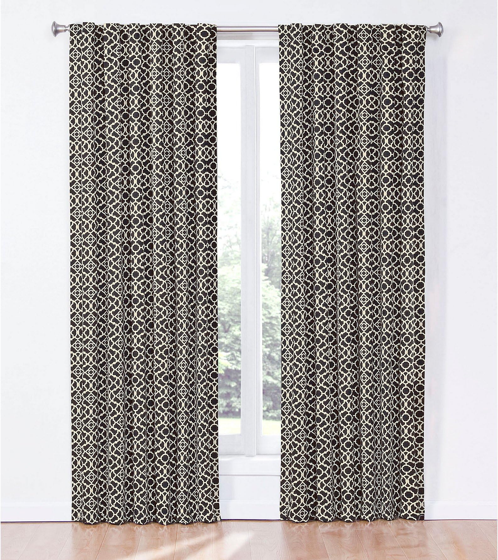 Waverly 14076052063OYX Lovely Lattice 52-Inch by 63-Inch Tie Back Single Curtain Panel, Onyx