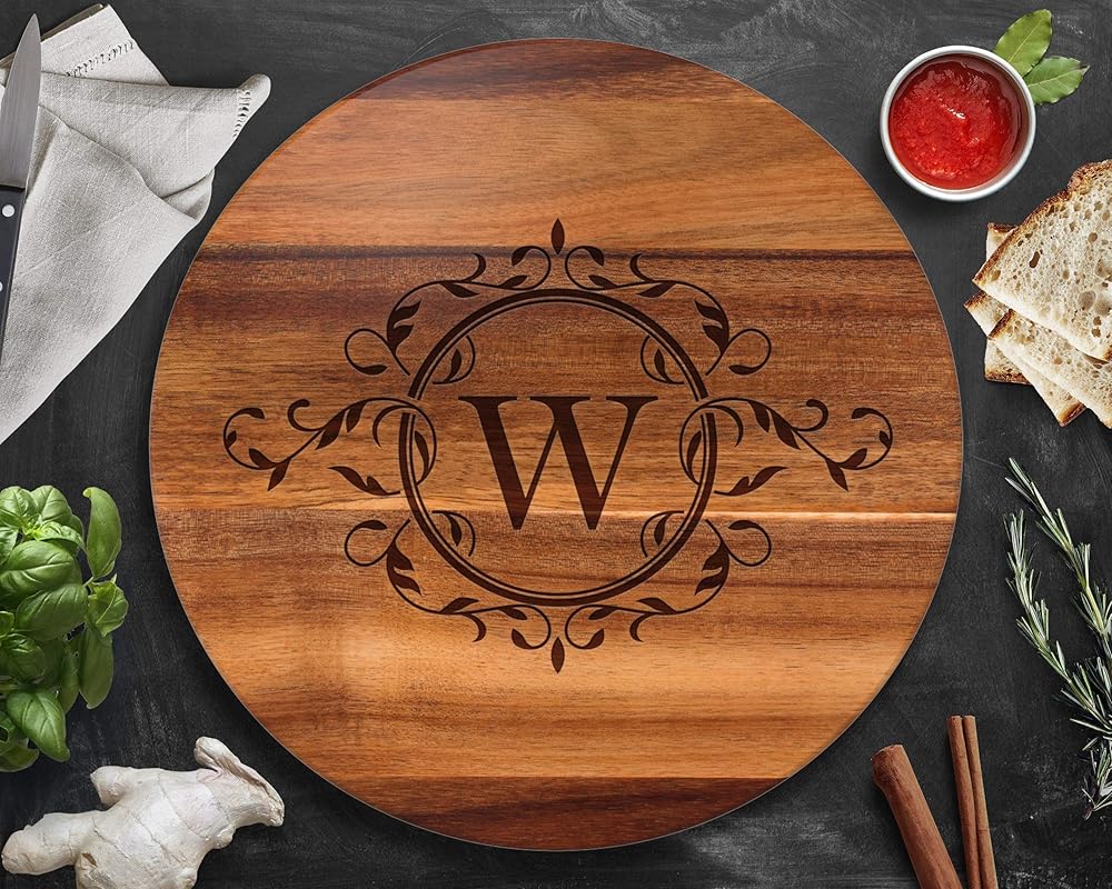 Lazy Susan Turntable, Engraved with Your Initial, Large 18