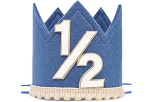 Agvgaza Simple Half Birthday Party Crown - Classic 1/2 Birthday Hat for Six Months Celebration,Unisex Photo Prop&Decorations