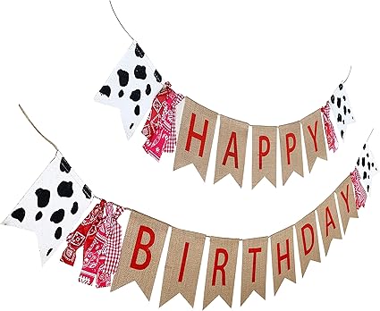 Amazon Com Farm Theme Birthday Banner Burlap Barn Party Sign