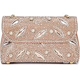 BBTT.ful Flower Evening Handbags Chain Strap Square Shoulder Bag Crossbody Bag Crystals Rhinestone Clutch Purse