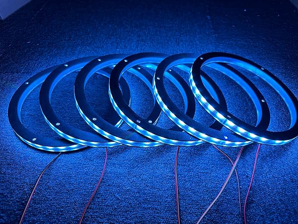 SANDO TECH 6PCS 8″ RGB COLORS SHIFT CAR LED SPEAKER DECORATIVE LIGHT KIT SPACER RING LIGHT COAXIAL SPEAKER LIGHTS BLUETOOTH APP & REMOTE CONTROLLED