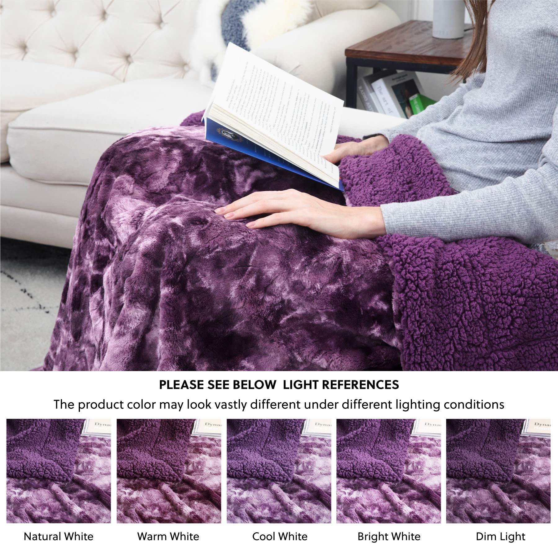 Bedsure Faux Fur Reversible Tie Dye Sherpa Throw Blanket For Sofa 