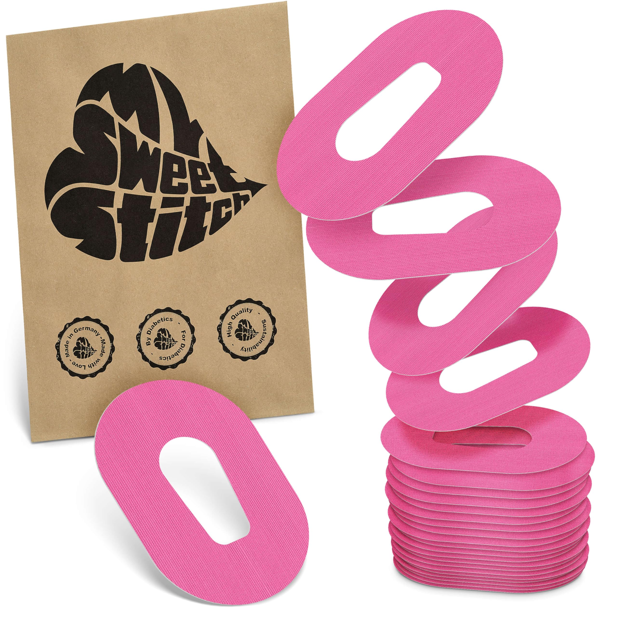 MySweetStitch - 25 x Dexcom G6 Patches, Overpatch Ø 70 x 55mm, Waterproof, Breathable, Skin-Friendly, Made in Germany, Pink