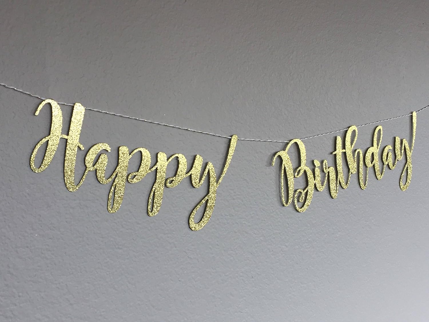 Amazon Com Happy Birthday Banner Garland String Gold Glitter