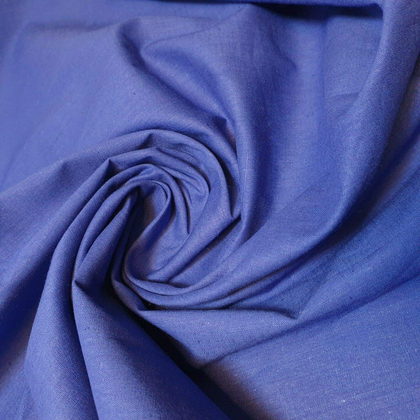 2 Meter (Janak- Royal Blue) 100% Cotton Fabric 112cm Wide Plain Cambric Poplin — image 1