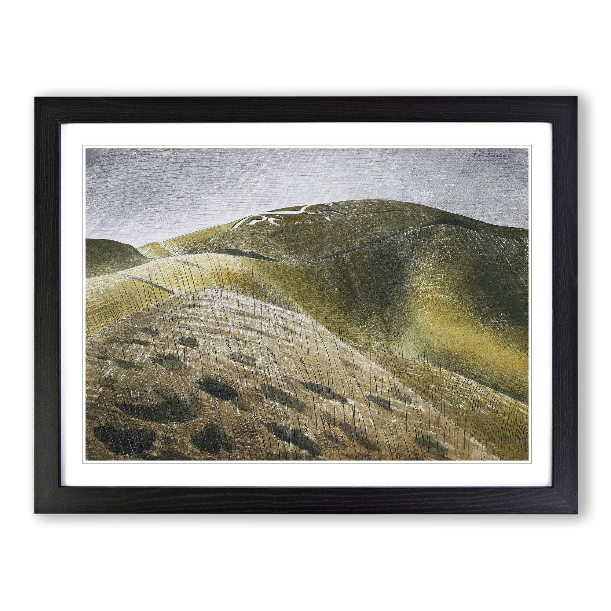Eric Ravilious Vale of the White Horse Classic Painting Framed Print | A4 Black Framed Wall Art | Ready to Hang | Classic Animal Picture | Living Room Bedroom Lounge Office
