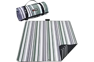 HX&OD Outdoor Picnic Blanket Extra Large, 80''*80' Waterproof Picnic Mat with Stakes Foldable Camping Blanket Portable with Carry Strap for Beach Mat (Green, 80''*80'')