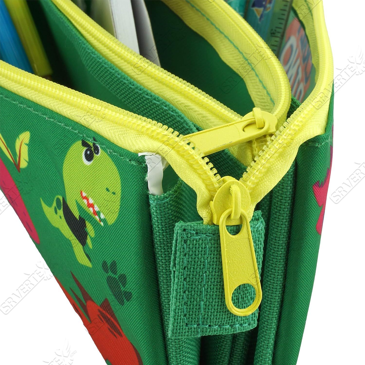 SRVertex Into The Jungle Triple Pocket Pencil Case, 22cm Large Stationery Case for Kids Zip Closure - Image 5