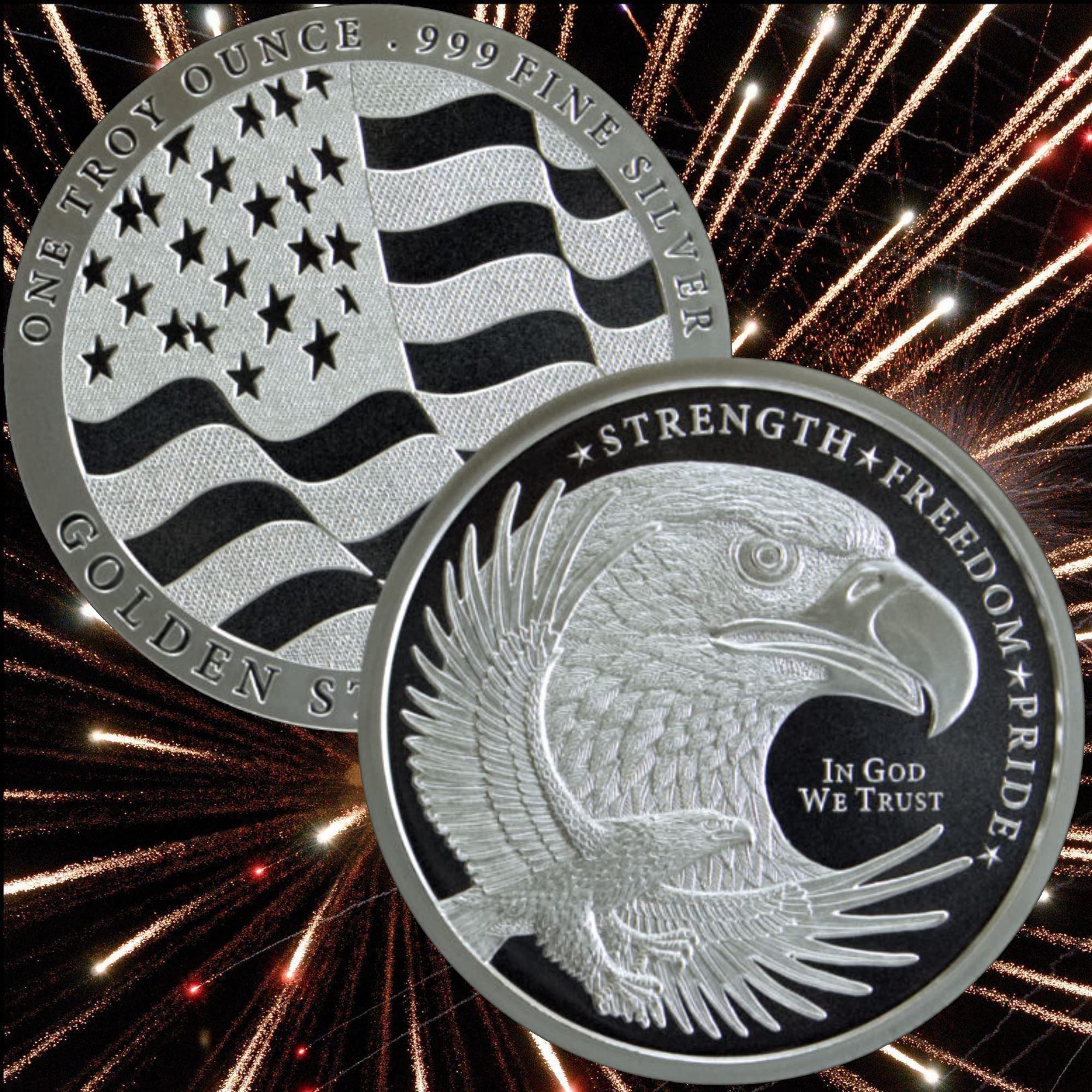 1 Troy Oz. Silver Eagle Round| Commemorative Piece Made from .999 Fine Silver Made in USA +Includes Free Protective Capsule