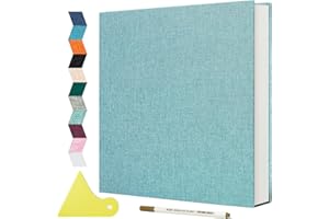 Spbapr Large Photo Album Self Adhesive Linen Cover Magnetic Scrapbook Album DIY Scrap Book 60 Sticky Pages for 4x6 5x7 8x10 10x12 Pictures with A Metal Pen 13.2"x12.8"60pages
