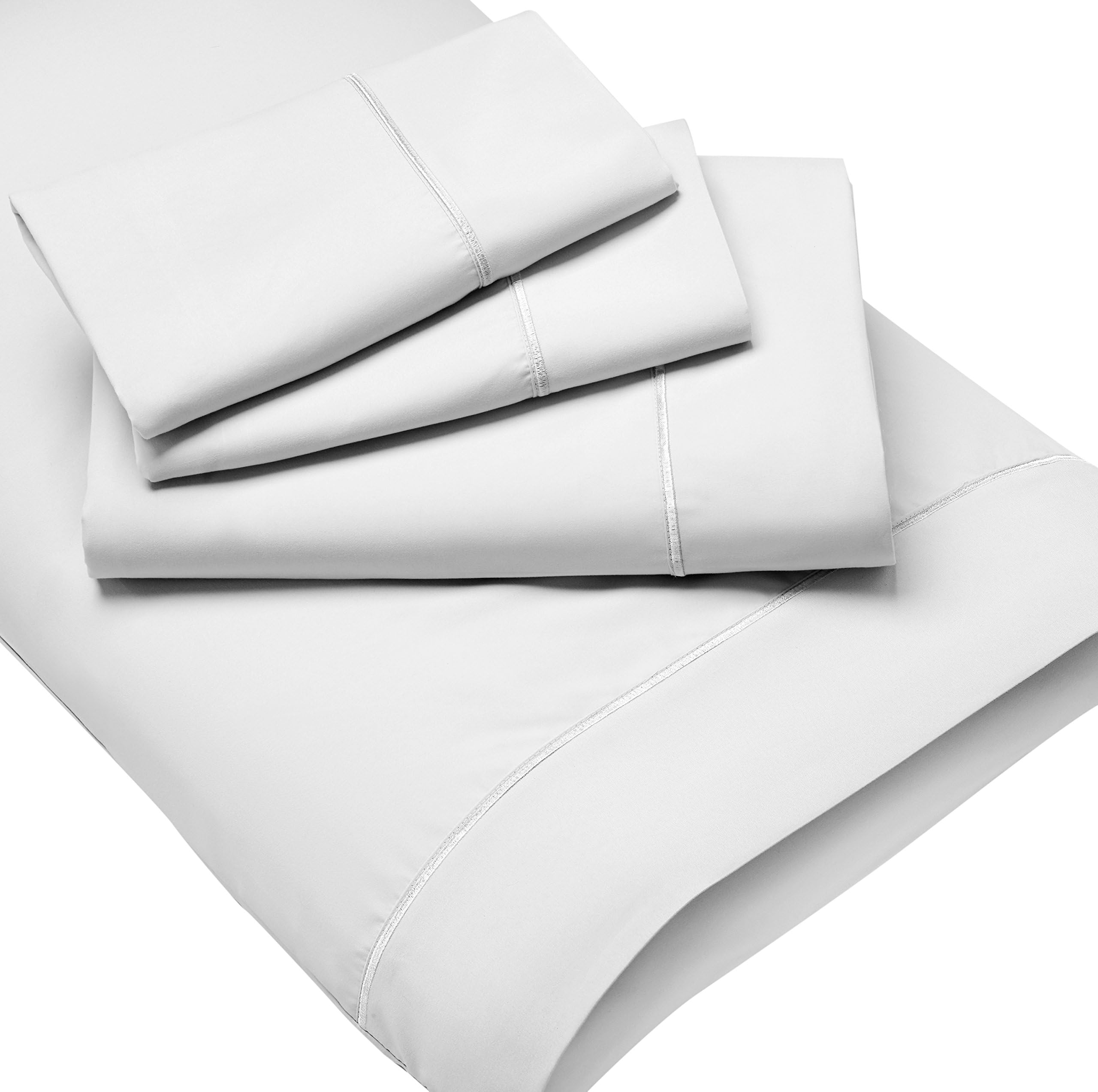 Fabrictech InternationalLuxury Microfiber 4-Piece Sheet Set, Wrinkle-Resistant Fiber, Enveloping Pillowcases, King, White (PCSMF-K-WH)