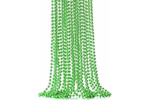 JoyGala Mardi Gras Decorations Bead Necklaces Set - St Patricks Day Accessories - Ideal Mardi Gras Party Decorations for Women, Green Beads Necklace for Parade Throws