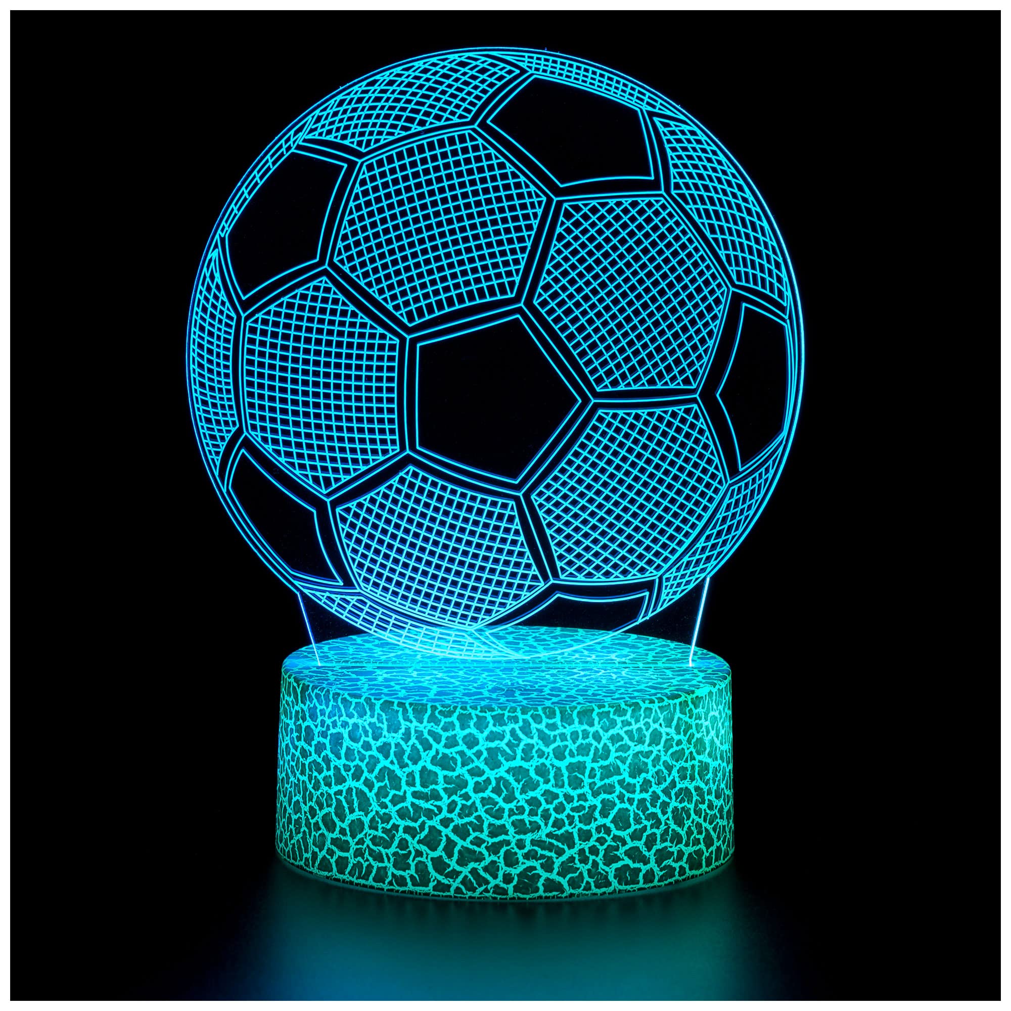 ZNZ Football 3D Illusion Lamp Gifts Night Light for Kids Boys Girls Men's Women's, 16 Colors Auto Changing Touch Switch Desk Decoration Lamps Birthday Gift with Remote Control