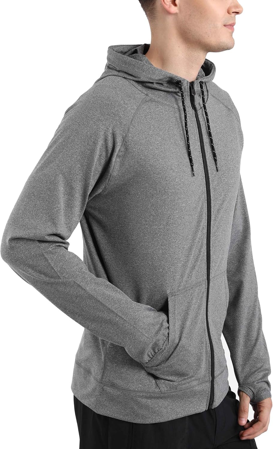 ARECON Mens Sports Running breathable hoodie Jacket stretch Full-Zip Long Sleeve Casual Sweatshirt: Clothing