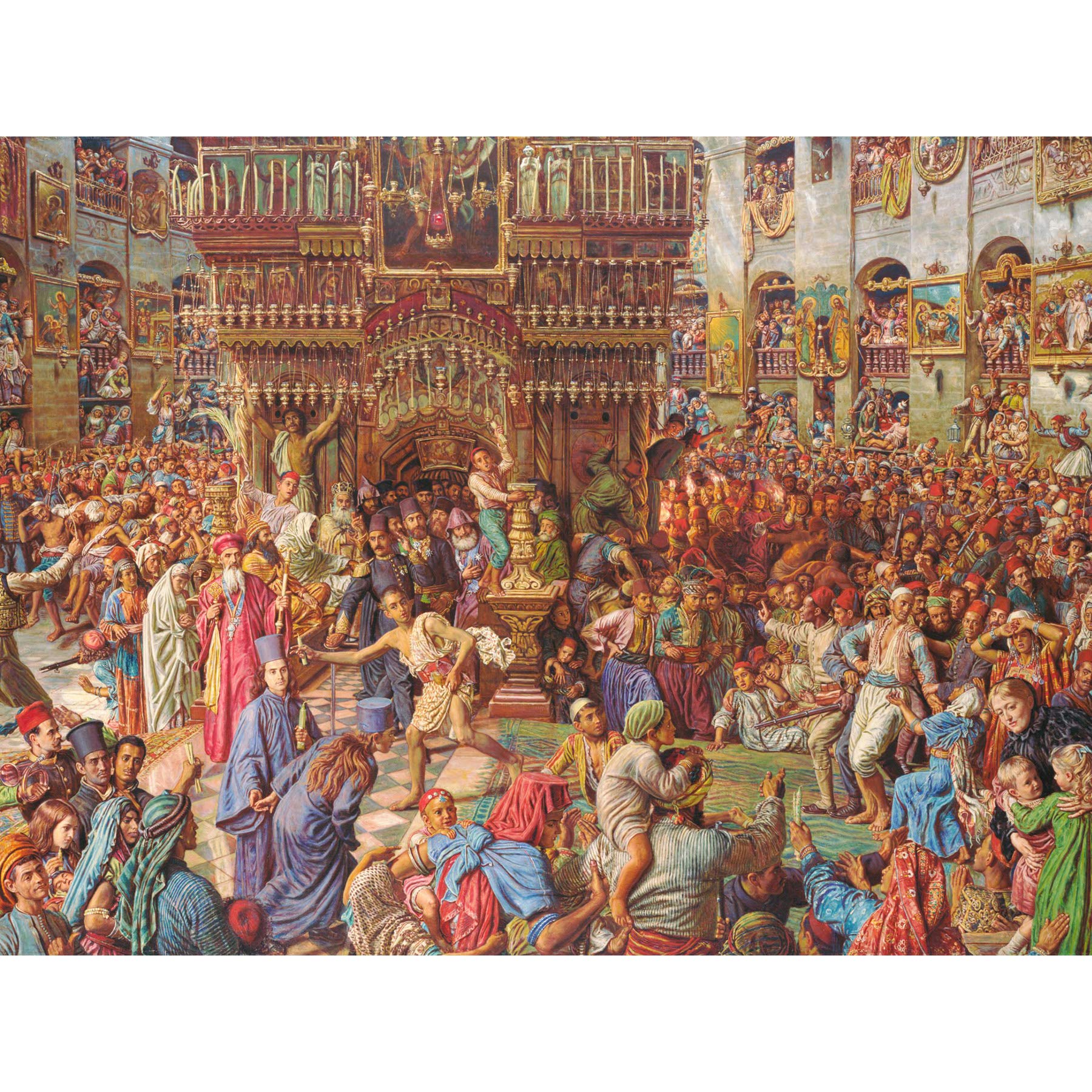 Hunt Miracle Sacred Fire Holy Sepulchre Painting Extra Large Wall Art Print Premium Canvas Mural