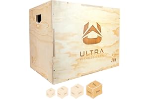ULTRA FITNESS GEAR Ultrafitness 3-in-1 Wooden Plyo Box, Non-Slip Plyometric Jump Box for Home Gym & Outdoor Workouts, Ideal for Box Jumps, Squats, Strength & Conditioning, Home Gym Exercise Equipment (S, M, L, XL)