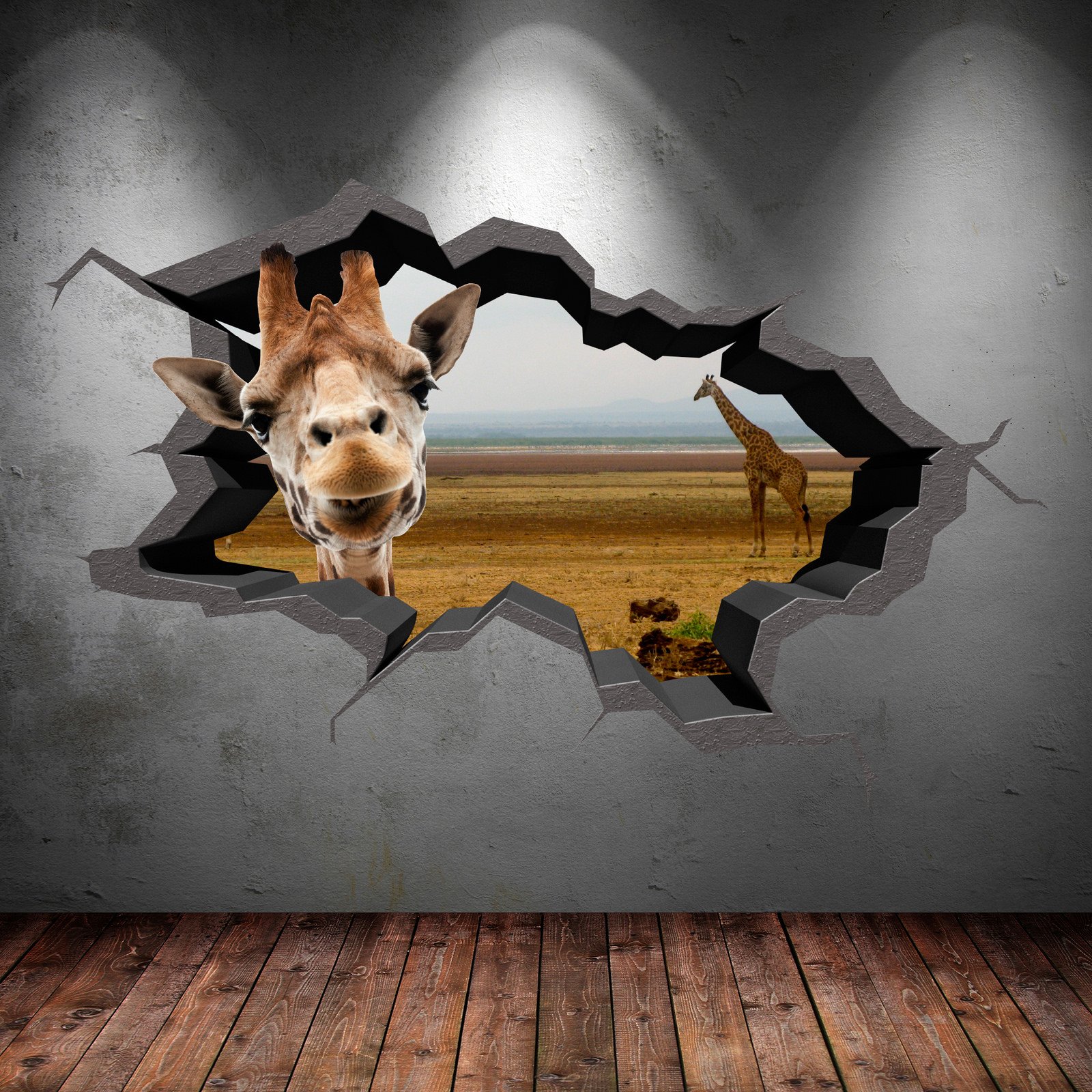 Giraffe Cracked CAVE Jungle 3D Wall Art Sticker Boys Girls Decal Mural Print New 6