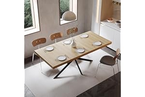 Retro Rectangular Extendable Dining Table in Natural Wood Finish, Expandable 55.11"–70.86" Kitchen & Dining Room Table for 4–