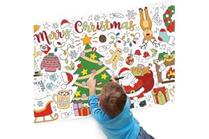 BrightenKidz BrigtenKidz Christmas Coloring Tablecloth, 30 x 72 Inch Xmas Giant Coloring Poster, Christmas Craft Activities & Game, Holiday Party Decorations for Family & Classroom, Xmas Gifts