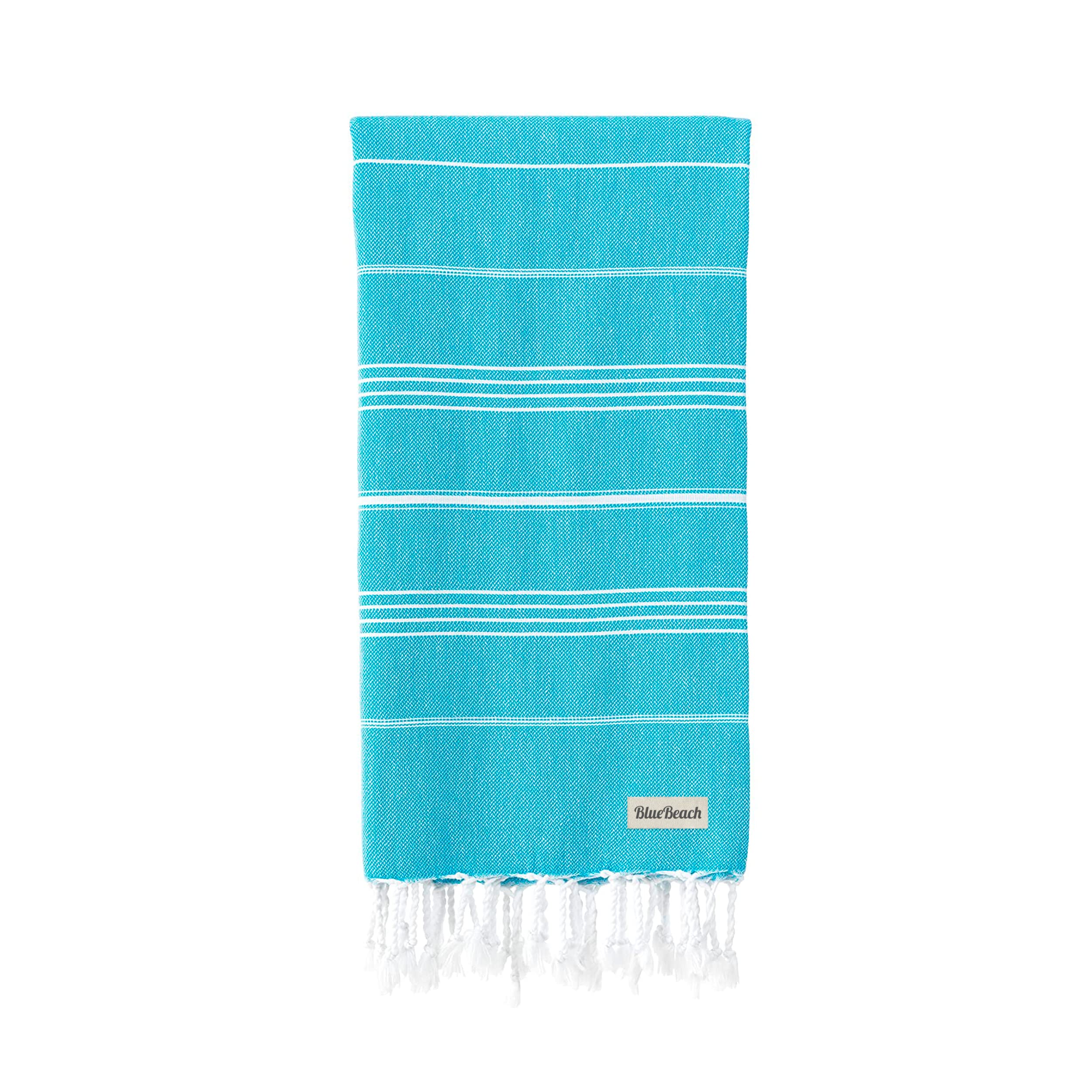 Blue Beach Turkish Towel - 100x180cm Large Turkish Hammam Peshtemal Towel - Super Absorbent, Quick Dry, Sand Free, Lightweight, Compact Towels for Swimming, Bath, Gym, Sauna and Travel (Turquoise,1)