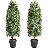 3.6ft Artificial Topiary Trees Set of 2, Faux Boxwood Plants Outdoor, Hold Nature Fake Tree Indoor for Porch Home Decor (43inch)