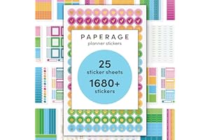 PAPERAGE Planner Sticker Accessories, Multicolored & Gold Foil Stickers for Planners, Calendars, Journals & Notebooks, (Rainbow Theme), 25 Sheets, Over 1,680 Stickers Per Pack