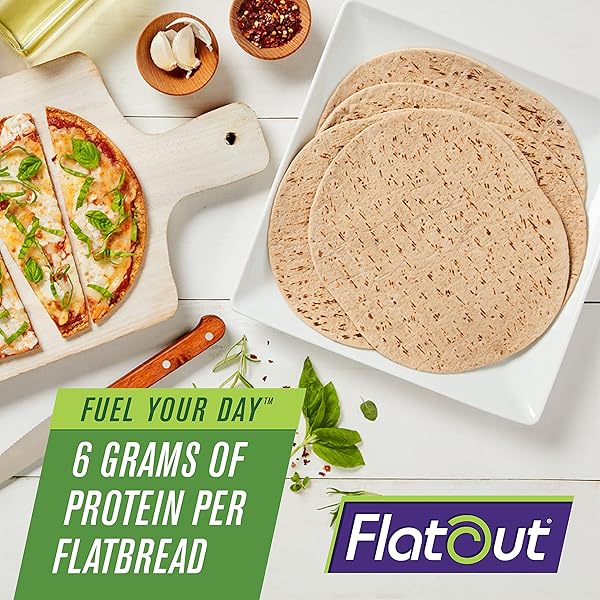 FLATOUT FLATBREAD, LIGHT ITALIAN HERB WRAPS, PERFECT FOR USE AS SANDWICH BREAD, PIZZA CRUST, TORTILLAS, WRAPS AND MORE, 8 FLATBREADS