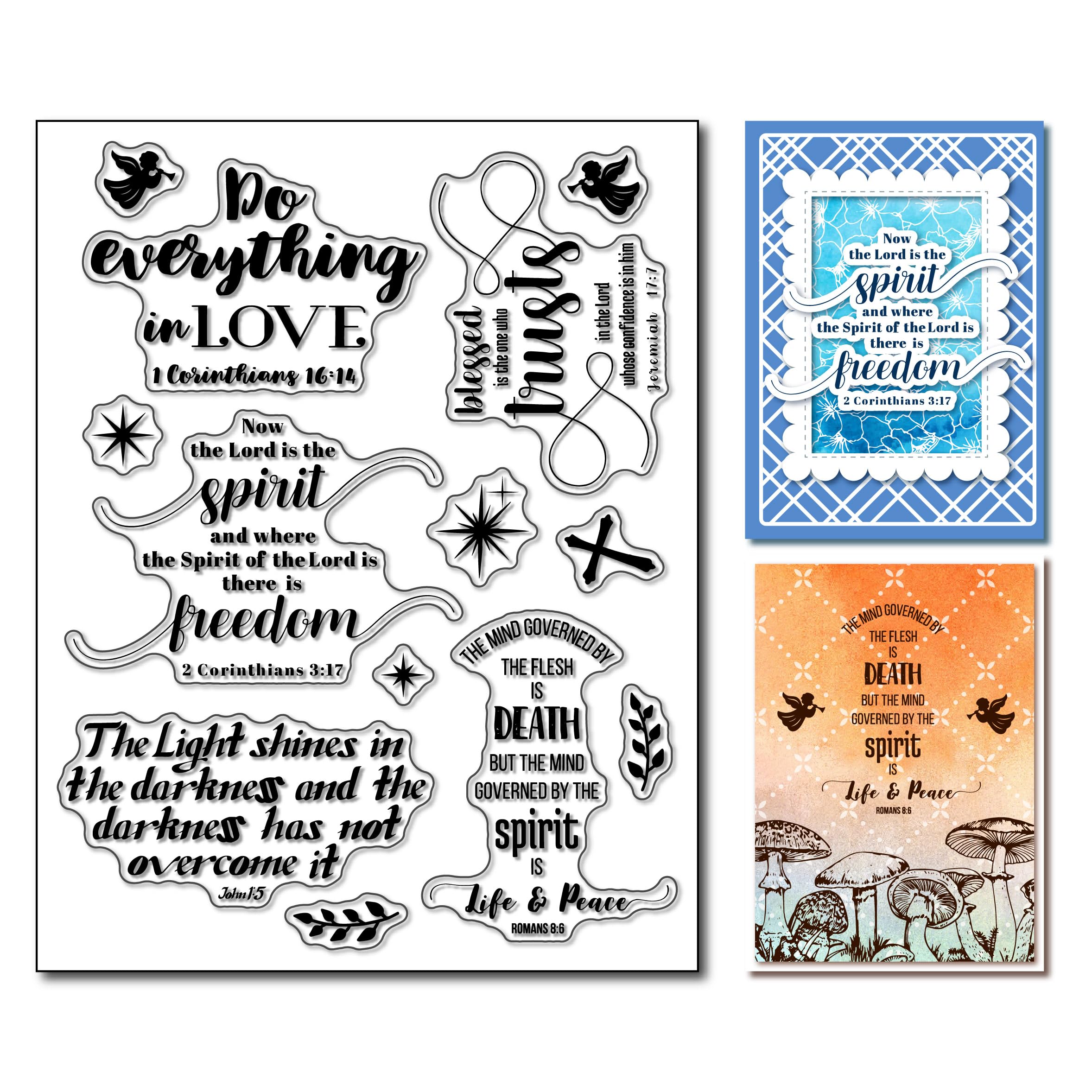 arriettycraft Inspirational Bible Quotes Clear Stamps for Card Making or Journaling, Christian Bible Verse Rubber Stamps Seal for Scrapbooking Gift Tags Paper Crafting Decoration