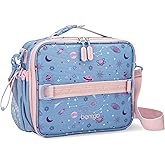 Bentgo Kids Lunch Bag - Durable, Double-Insulated Lunch Bag for Kids 3+; Holds Lunch Box, Water Bottle, & Snacks; Easy-Clean Water-Resistant Fabric & Multiple Zippered Pockets (Lavender Galaxy)