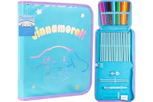 Hello Kitty Sanrio Pencil Case Kids Colored Pencils Markers Kawaii Kuromi Stationery Gifts for Kids (Blue Cinnamoroll)