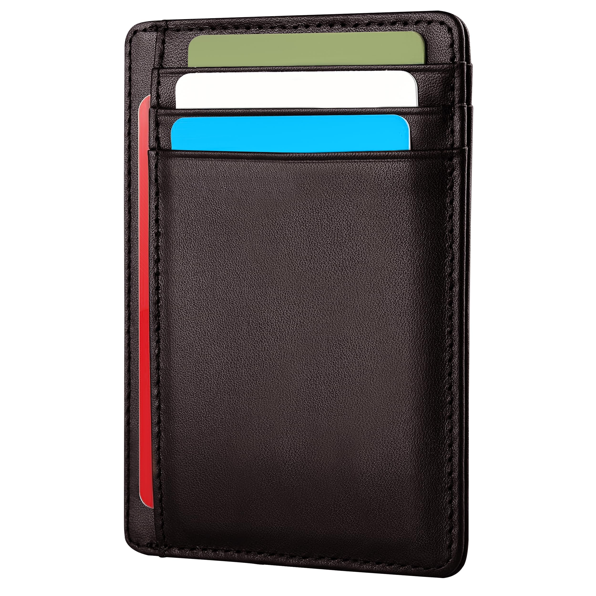 Hafaa Slim Wallets for Men UK - RFID Card Holder Minimalist Leather Mens Wallets with up to 7 Credit Card Holder and ID Window - Classic Design Lightweight Card Wallet for Everyone (Dark Brown)