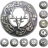 AAR Men,s Scottish Irish Shamrock Kilt Brooch Fly Plaid Antique/Chrome Finish 3" (7cm) diameter S