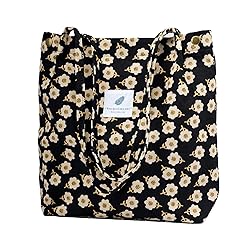 TOPASION Cute Corduroy Tote Bag Canvas Shoulder