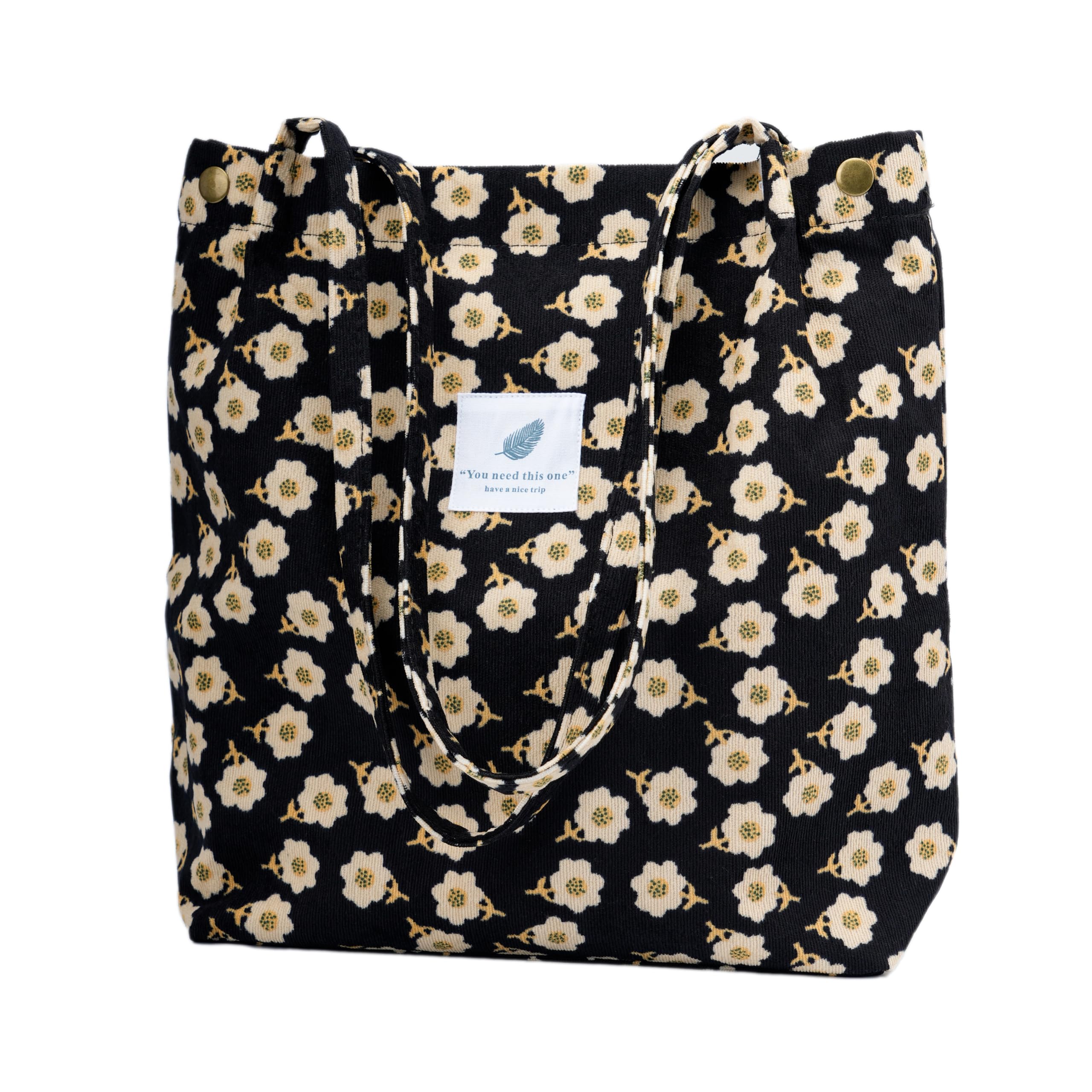 TOPASION Cute Corduroy Tote Bag Canvas Shoulder