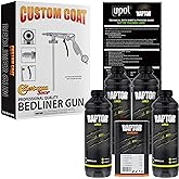 Custom Shop U-Pol Raptor Black Urethane Spray-On Truck Bed Liner Kit, 1 gal | 1 Gallon, Includes Spray Gun and Regulator, Durable Textured Protective Coating, Prevent Rust, Car, Auto, Protective Coating
