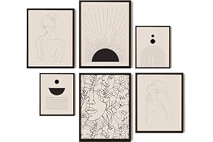 EXCOOL CLUB Black and White Abstract Wall Art for Bedroom - 12x16 Abstract Art Wall Decor, Neutral Geometric Minimalist Art Prints, Mid Century Modern Gallery Picture, Line Art Boho Posters (UNFRAMED)