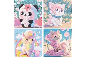 ijbnhd Diamond Painting Kits for Kids, Animals Diamond Art Gem by Number Kits Arts and Crafts for Kids Ages 6-8-10-12 Girls Boys, DIY Full Drill Painting Kits for Home Wall Decor 4 Pieces 6X6in