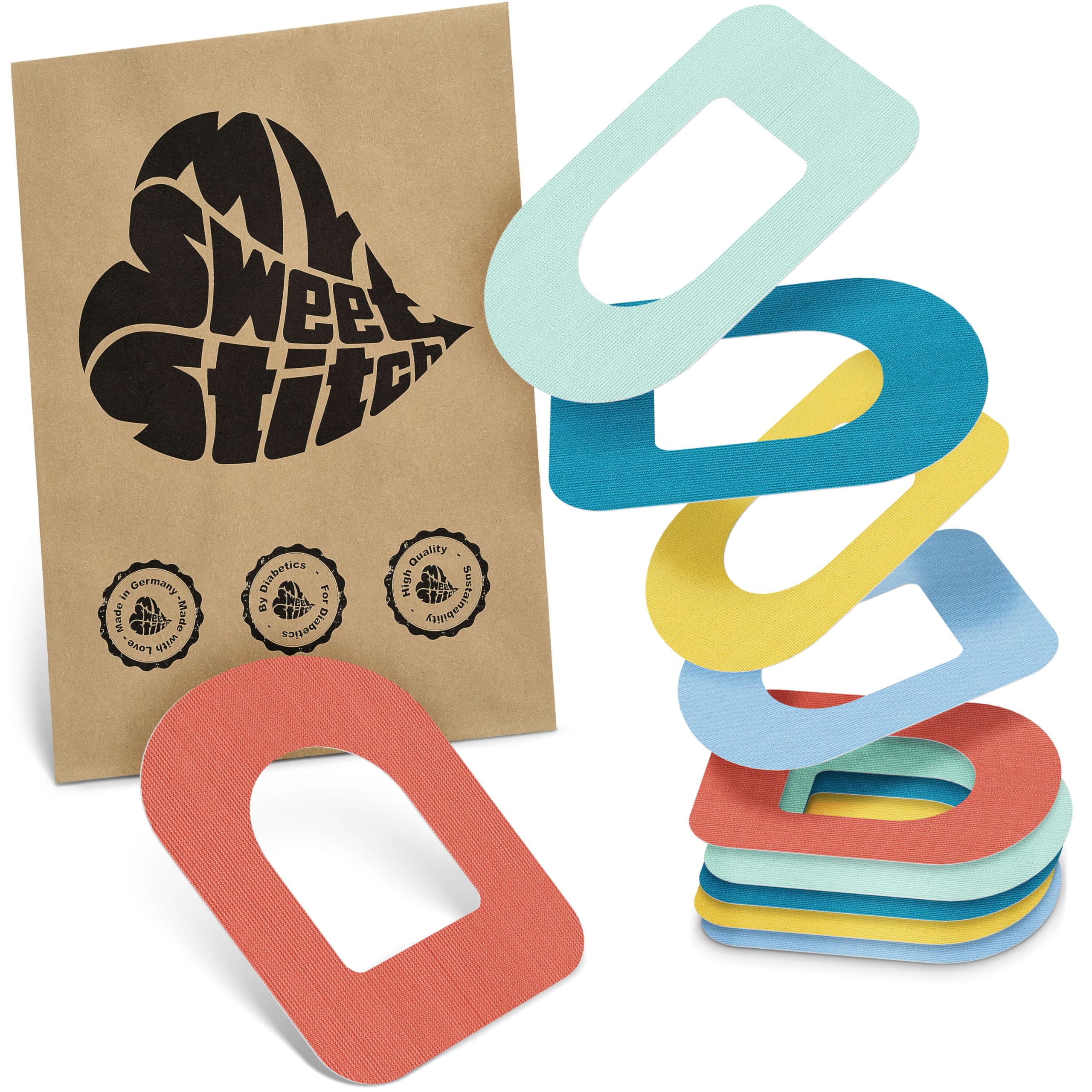 MySweetStitch - 10 x Omnipod Patches, Ring Patch Ø 95 x 72mm, Waterproof, Breathable, Skin-Friendly, Made in Germany, Pastel