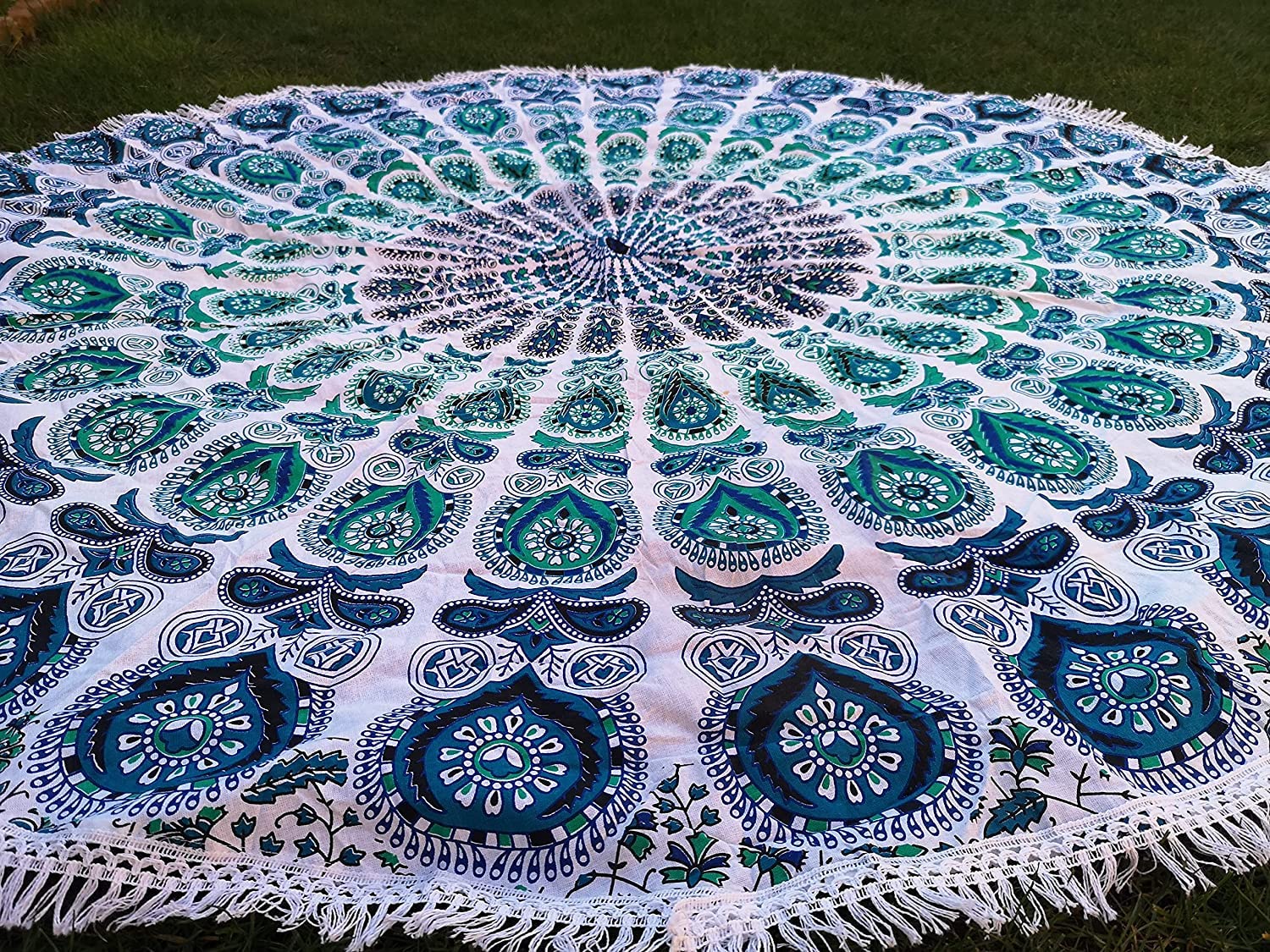 AVA Collections Round Cotton Mandala Large Tapestry Throw Rug Beach Mat Yoga Meditation Picnic Decoration Wall Decor 72’’ (K)