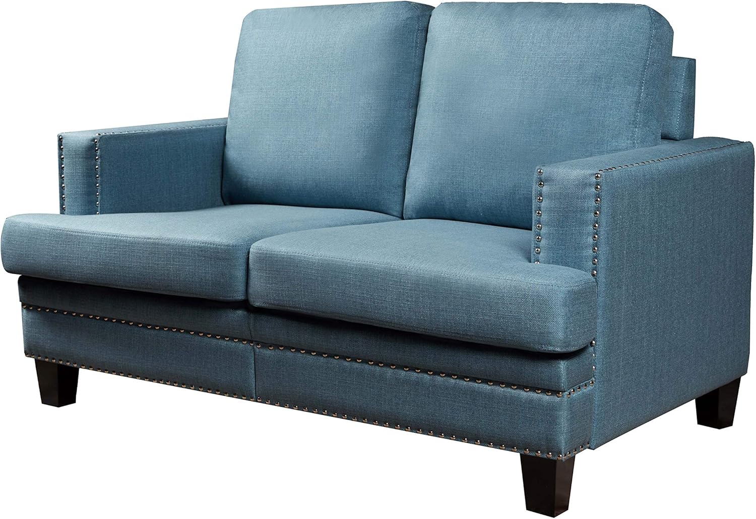 LOKATSE HOME Classic Upholstered 52 Inch Wide Loveseat Sofa Living Room Furniture Couch with Sturdy Wood Frame Construction, 2-Seat, Blue: Furniture & Decor